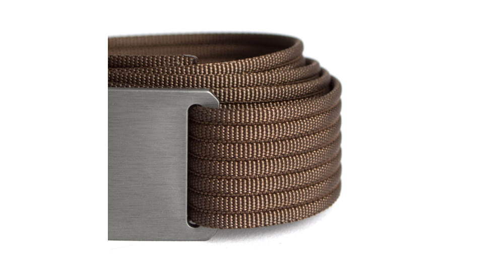 Grip6 Narrow Gunmetal Buckle Belt w/Dark Brown Strap, 36, NB-GUNMETAL-LS-MOC-1.1-36