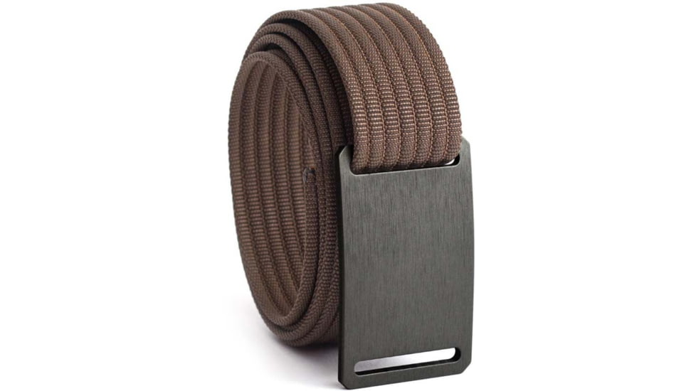 Grip6 Narrow Gunmetal Buckle Belt w/Dark Brown Strap, 36, NB-GUNMETAL-LS-MOC-1.1-36