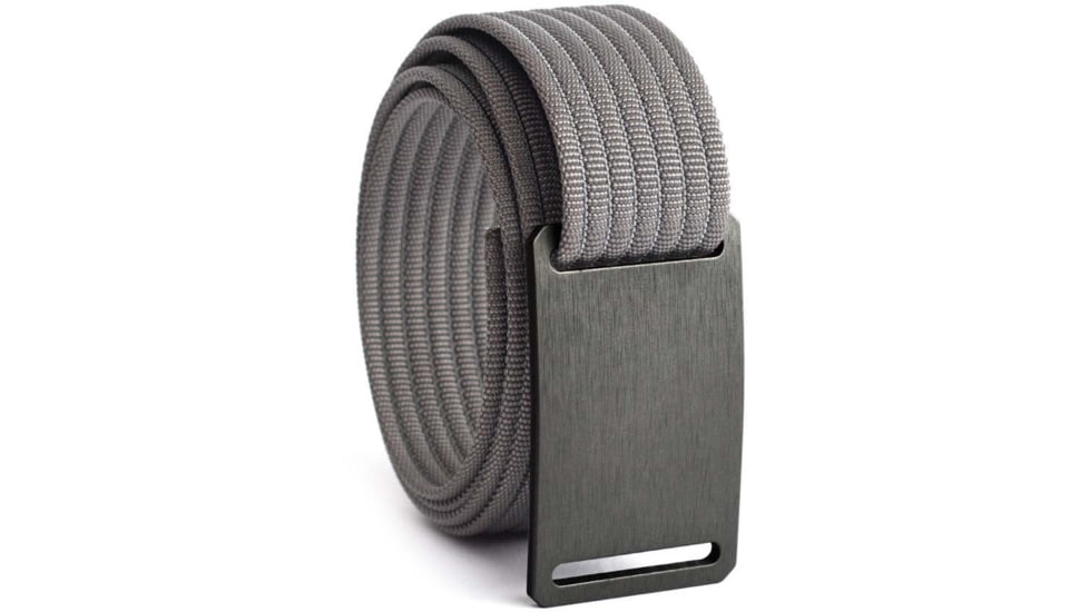 Grip6 Narrow Gunmetal Buckle Belt w/Grey Strap, 44, NB-GUNMETAL-LS-GRY-1.1-44