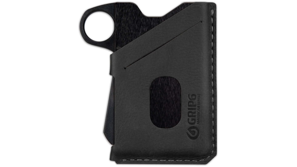 Grip6 Wallet Black w/Black Leather Sleeve w/Loop, WLT-NJA-LP-BLKL