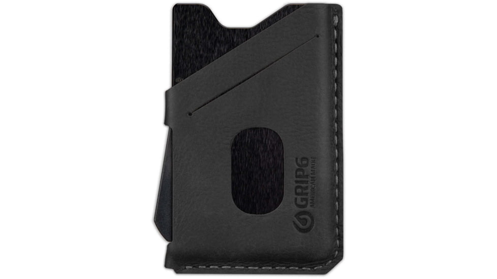 Grip6 Wallet Black w/Black Leather Sleeve w/No Loop, WLT-NJA-NP-BLKL