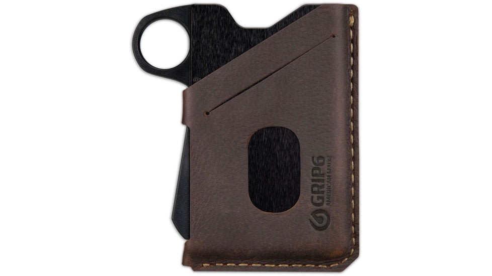 Grip6 Wallet Black w/Brown Leather Sleeve w/Loop, WLT-NJA-LP-BRNL