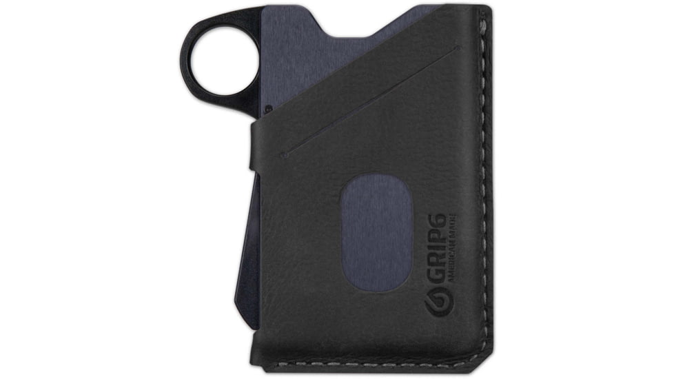 Grip6 Wallet Blue Steel w/Black Leather Sleeve w/Loop, WLT-BST-LP-BLKL