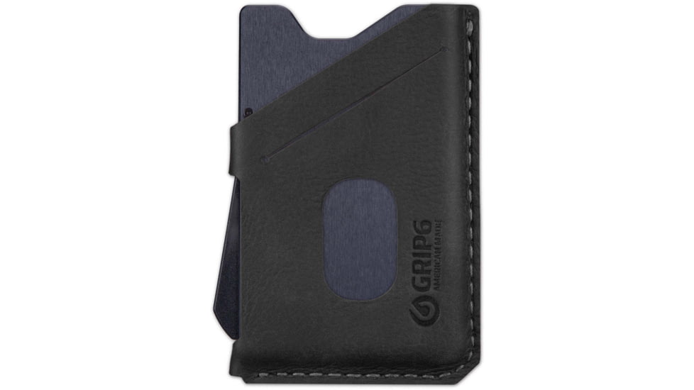 Grip6 Wallet Blue Steel w/Black Leather Sleeve w/No Loop, WLT-BST-NP-BLKL