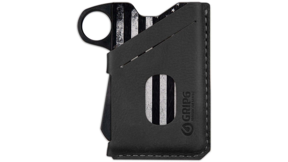 Grip6 Wallet USA Black w/Black Leather Sleeve w/Loop, WLT-USA-NJA-LP-BLKL