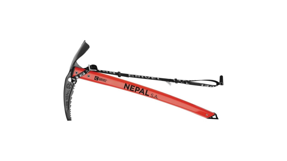 Grivel Nepal SA Ice Axe With Long EVO Leash, Red/Black, 74cm, PINEP.LE.R74