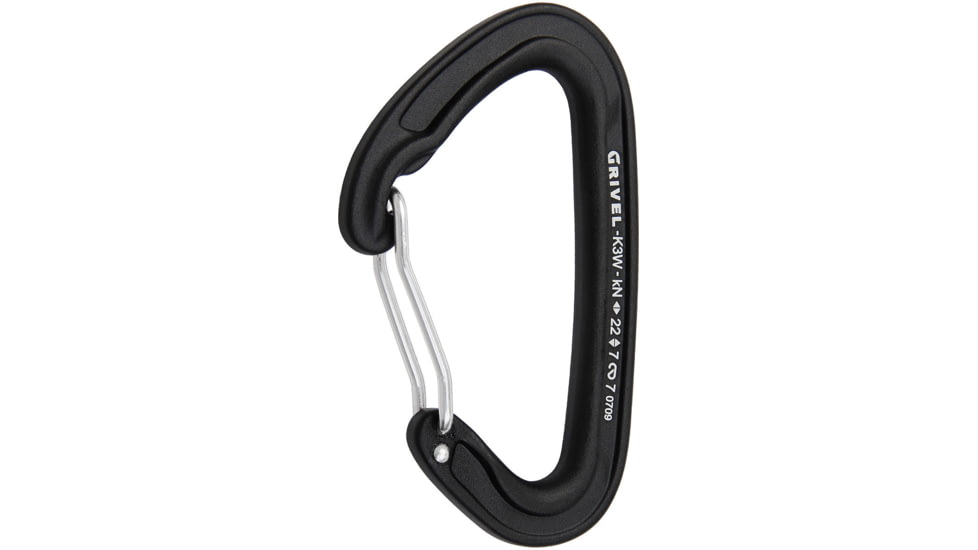 Grivel Plume Wire Single Carabiner, 22kN, CE and UIAA Certified, Anodized Black, RSK3W.B