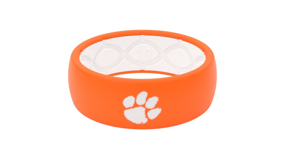 Groove Life Original Collegiate Clemson Full Logo Silicone Ring, Orange/White, 11, 19327