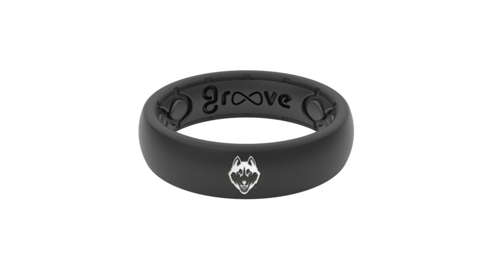 Groove Life Thin - Collegiate Connecticut Silicone Ring, Black, 10 TGV-RNG-TN-CL-CONN-BK-10