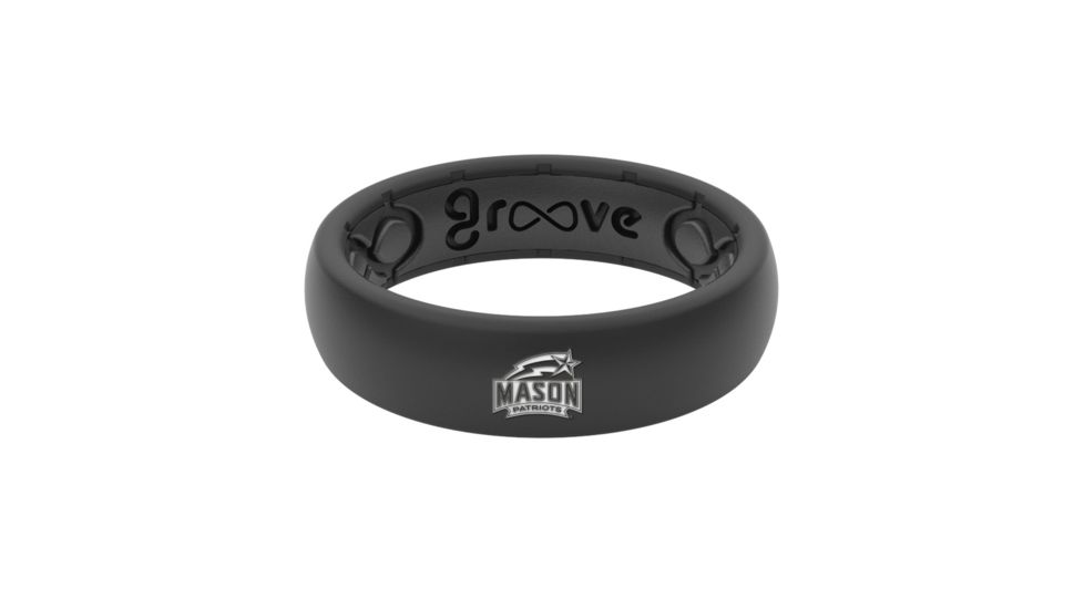 Groove Life Thin - Collegiate George Mason Silicone Ring, Black, 10 TGV-RNG-TN-CL-GEMA-BK-10