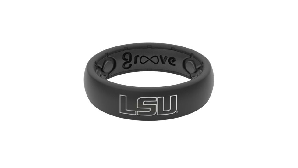 Groove Life Thin - Collegiate Louisiana State Silicone Ring, Black, 10, 11944