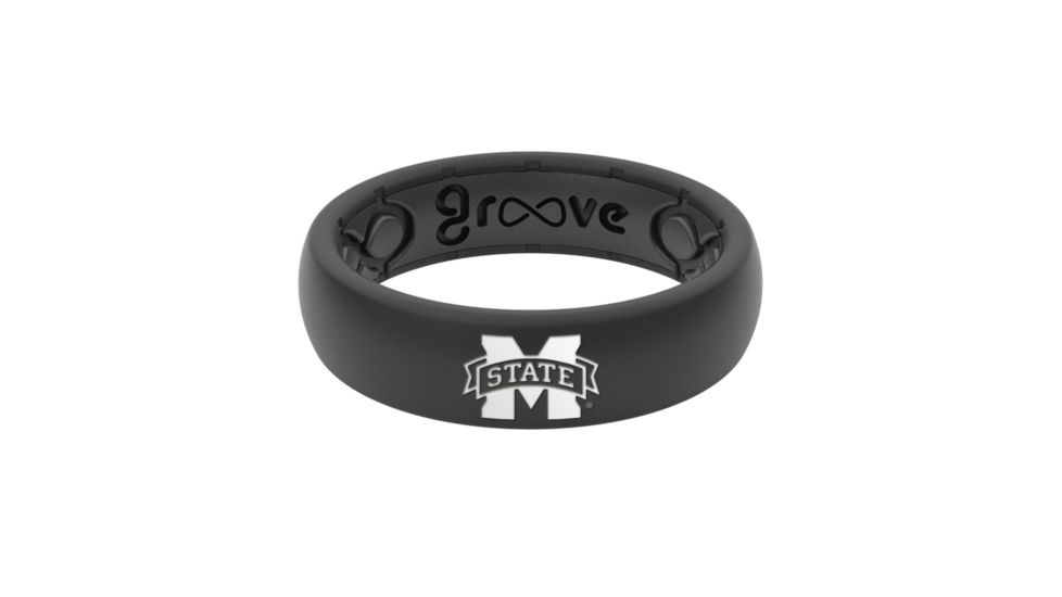 Groove Life Thin - Collegiate Mississippi State Silicone Ring, Black, 10 TGV-RNG-TN-CL-MSST-BK-10