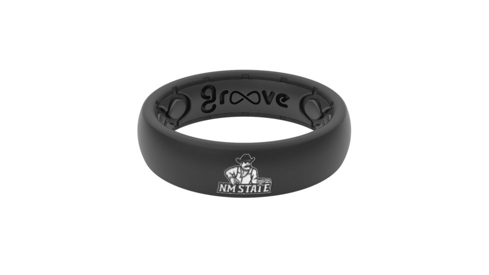 Groove Life Thin - Collegiate New Mexico State Silicone Ring, Black, 10 TGV-RNG-TN-CL-NMEX-BK-10