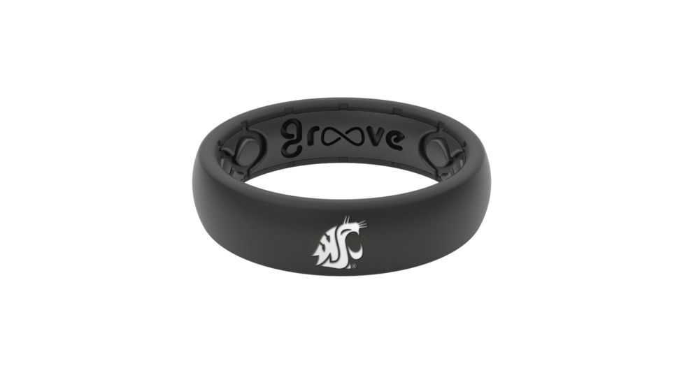 Groove Life Thin - Collegiate Washington Silicone Ring, Black, 10, 17835