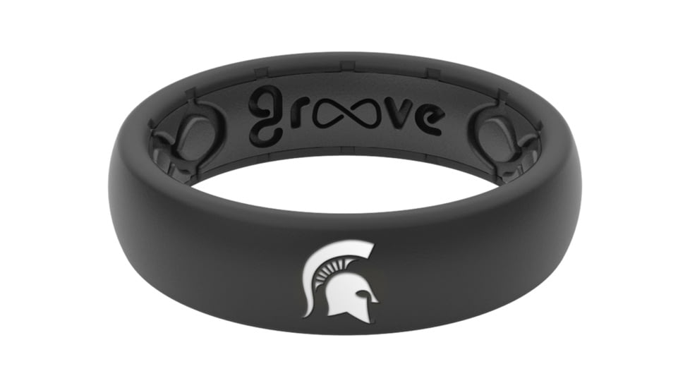 Groove Life Thin Michigan State White Logo Silicone Ring, Black, 04, 37060