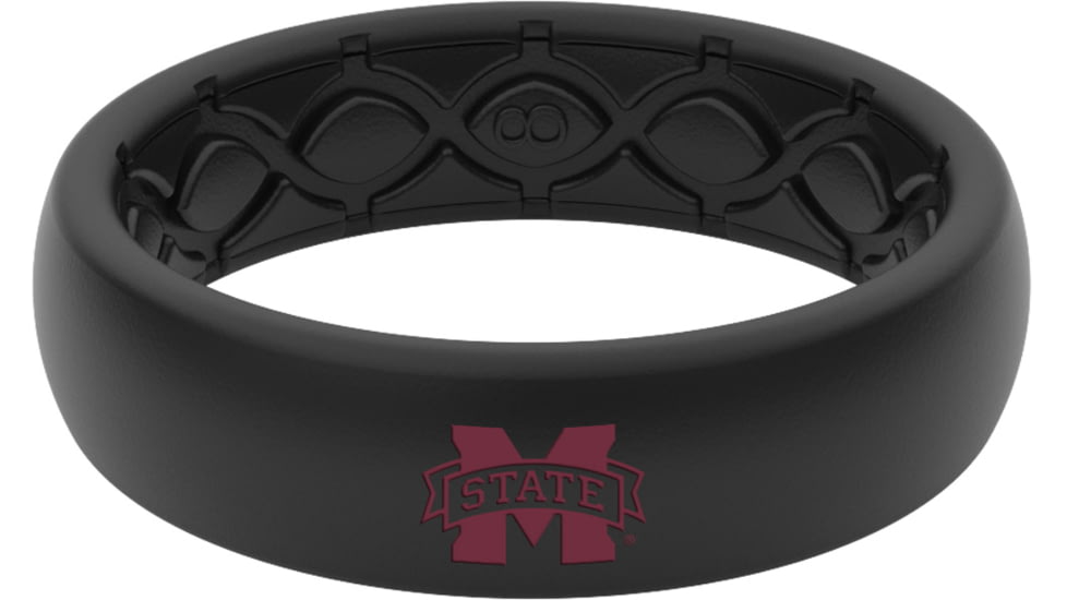 Groove Life Thin Mississippi State Color Logo Silicone Ring, Black, 06, 58614