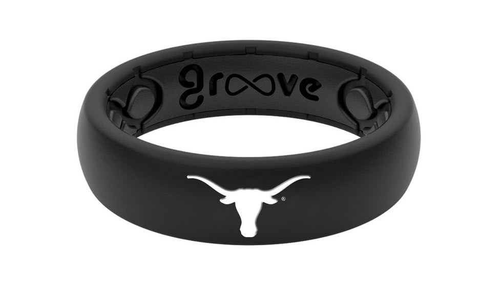 Groove Life Thin Texas White Logo Silicone Ring, Black/White, 10, 51585
