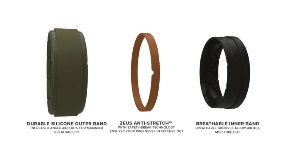 Groove Life Zeus Step Deep Stone Silicone Ring, Grey, 10, 25372