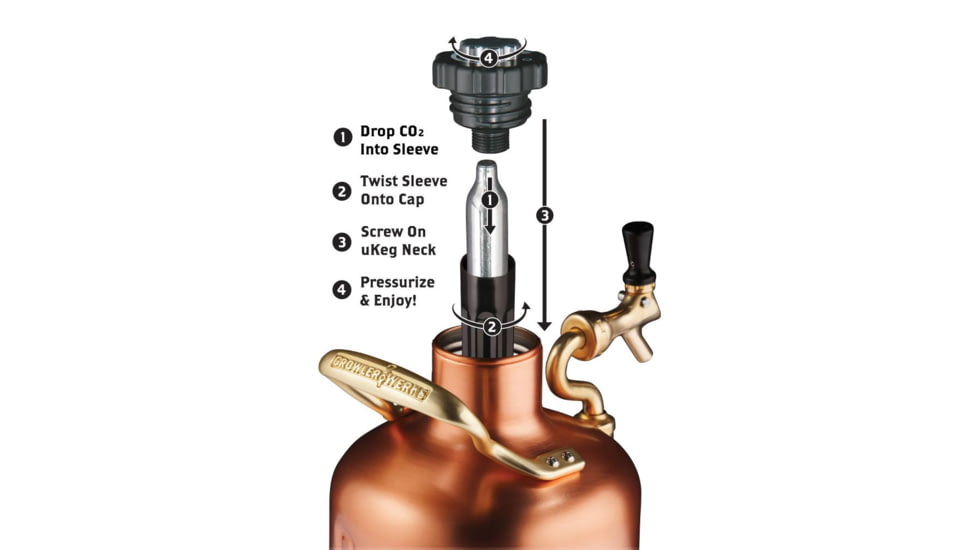 Growlerwerks uKeg 128 oz Pressurized Growler, Copper Plated GWA1002-CU-NB-00