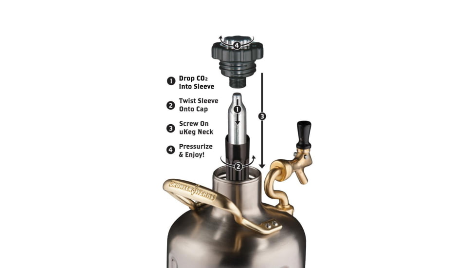 Growlerwerks uKeg 128 oz Pressurized Growler, Stainless Steel GWA1002-ST-NB-00