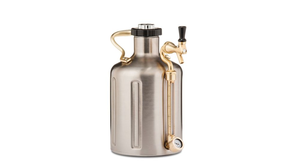 Growlerwerks uKeg 128 oz Pressurized Growler, Stainless Steel GWA1002-ST-NB-00