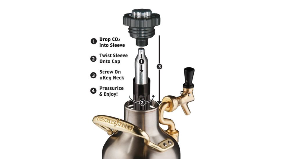 Growlerwerks uKeg 64 oz Pressurized Growler, Stainless Steel GWA1001-ST-NB-00