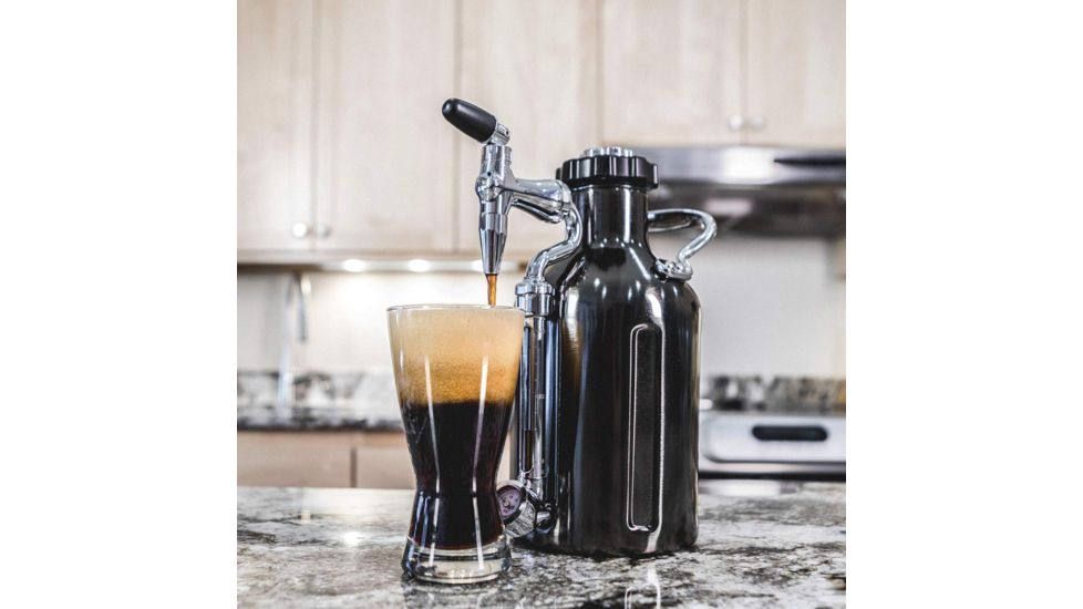 GrowlerWerks uKeg Nitro Cold Brew Coffee Maker, Black Chrom, 50 oz, GWA1058-BC-NB-N2