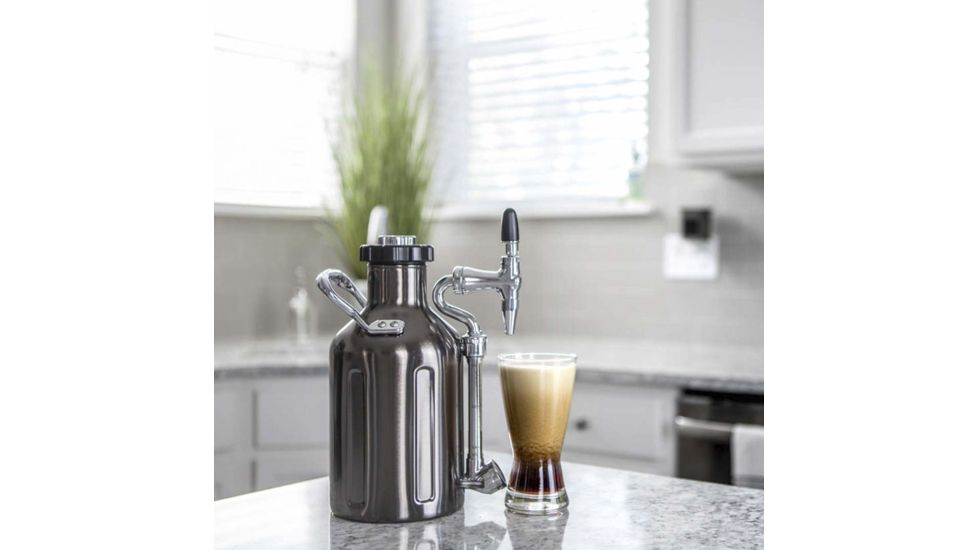 GrowlerWerks uKeg Nitro Cold Brew Coffee Maker, Black Chrom, 50 oz, GWA1058-BC-NB-N2