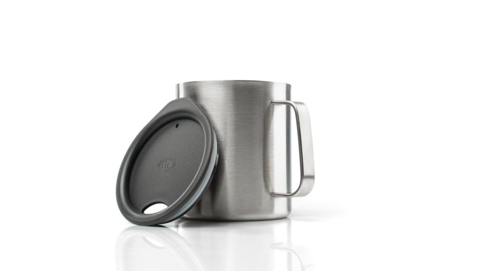 GSI Glacier Stainless 15oz Camping Double Wall Cup, Brushed, 63240
