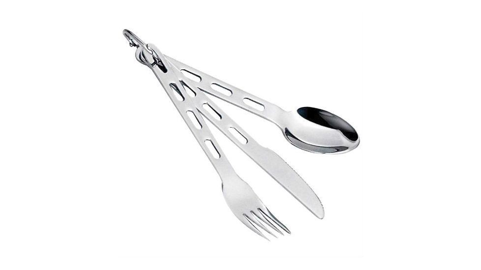 GSI Glacier Stainless Cutlery Set, 3 Pc, Silver, Stainless Steel, 2 Year MFG Warranty, GSI-61003