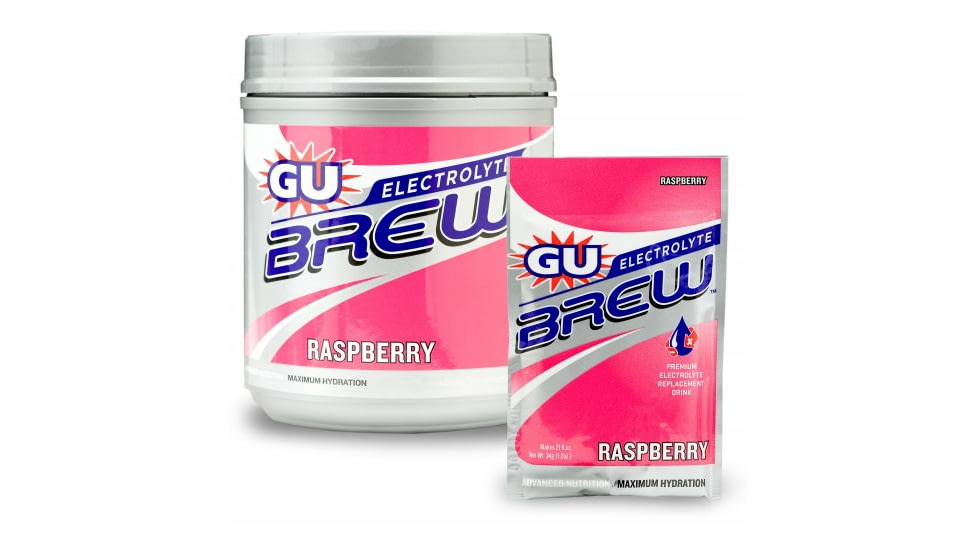 GU Raspberry Electrolyte Brew Canister-35 servings