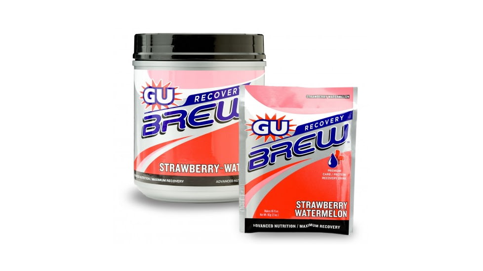 GU Recovery Brew Strawberry Watermelon Brew Canister-14 servings