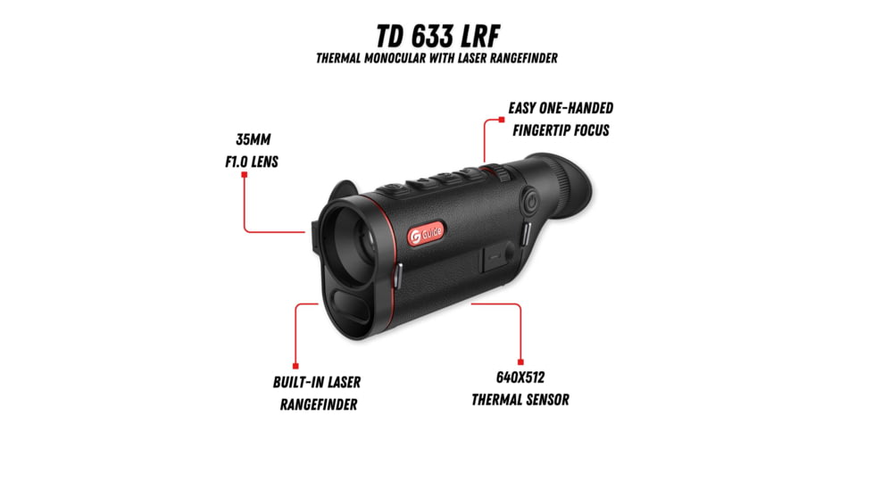 Guide Sensmart TD 633 2x35mm 30mm Tube Thermal Imaging Monoculars, LRF, Black, TD633L