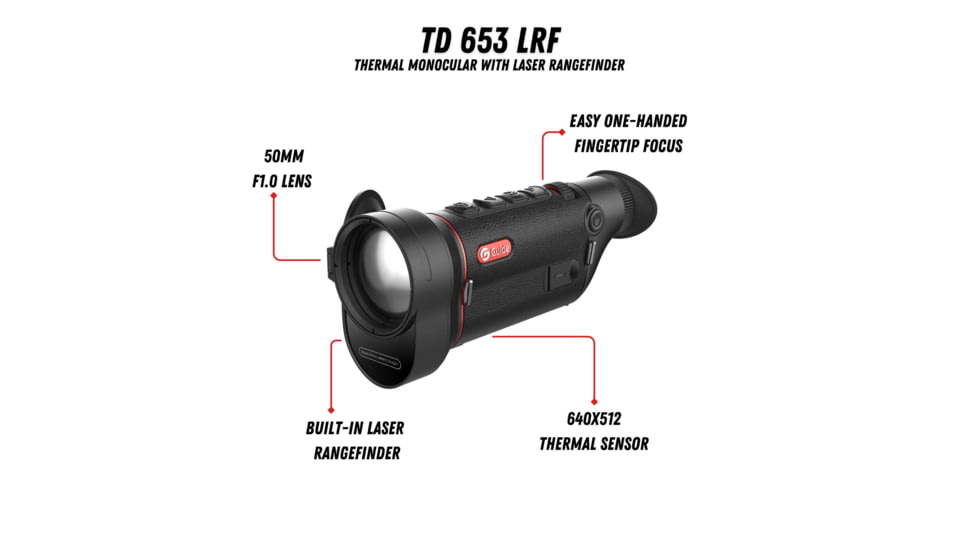 Guide Sensmart TD 653 2.6x50mm 30mm Tube Thermal Imaging Monoculars, LRF, Black, TD653L