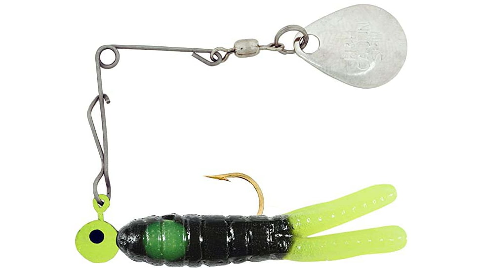 H&amp;H Lure Company Cajun Super Spin, Black/Chartreuse Tail &amp; Dot, Nickel Blade, 1/8oz, CSS-24N