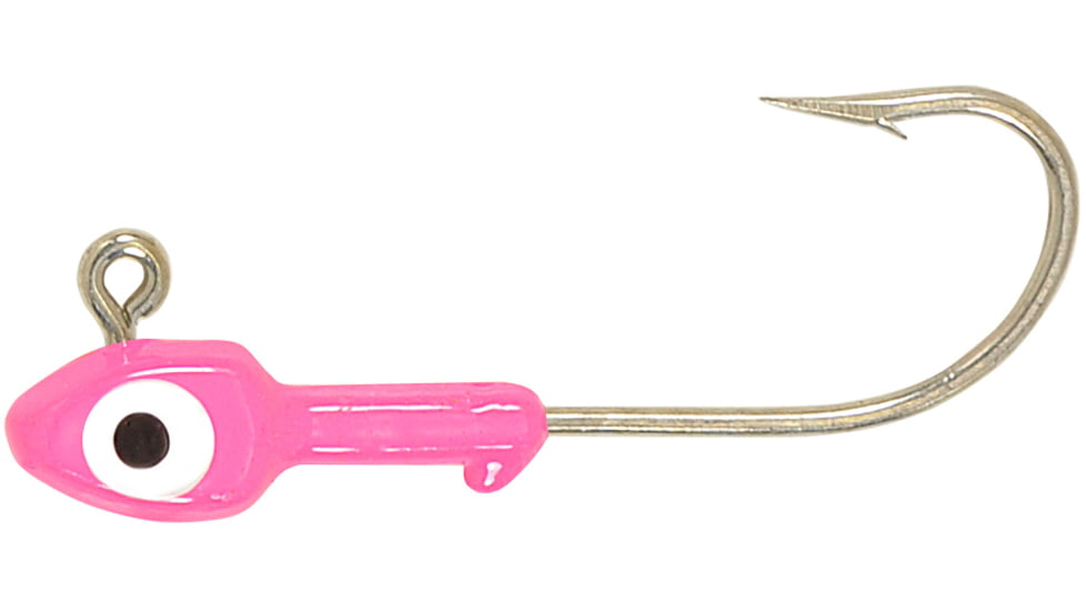H&amp;H Lure Company Double Eye SW Jighead 1/4 oz, 2/0 Hook, Hot Pink, 10/Pack, D1410-07