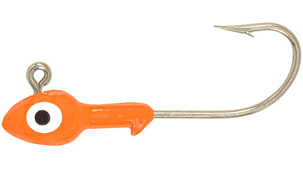 H&amp;H Lure Company Double Eye SW Jighead 1/4 oz, 2/0 Hook, Orange, 10/Pack, D1410-04