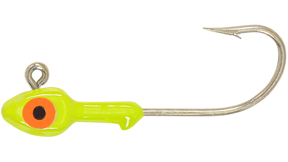 H&amp;H Lure Company Double Eye SW Jighead 1/8 oz, 1/0 Hook, Chartreuse 10/Pack, D1810-05