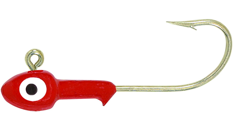 H&amp;H Lure Company Double Eye SW Jighead 1/8 oz, 1/0 Hook, Red, 10/Pack, D1810-01