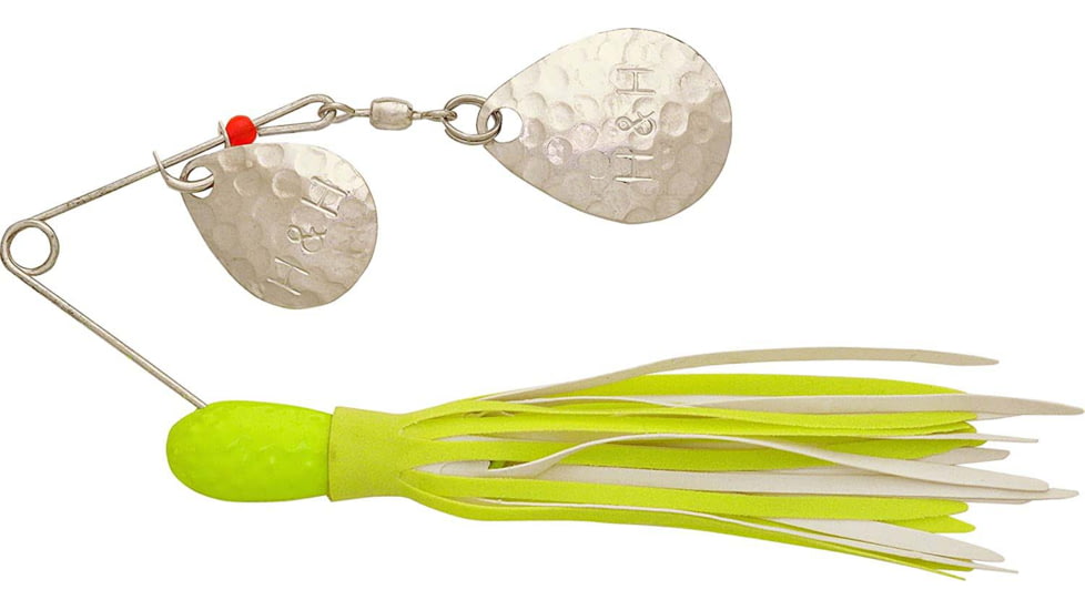 H&amp;H Lure Company Double Spinner, Chartreuse/White, 3/8oz, HHDS115-35