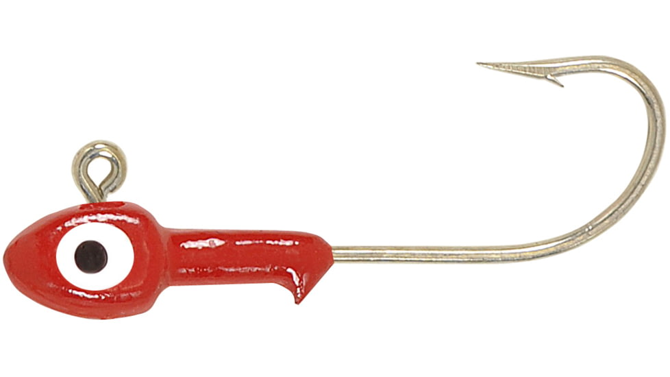 H&amp;H Lure Company H&amp;H Double Eye SW Jighead 1/4 oz, 2/0 Hook, Red, 10/Pack, D1410-01