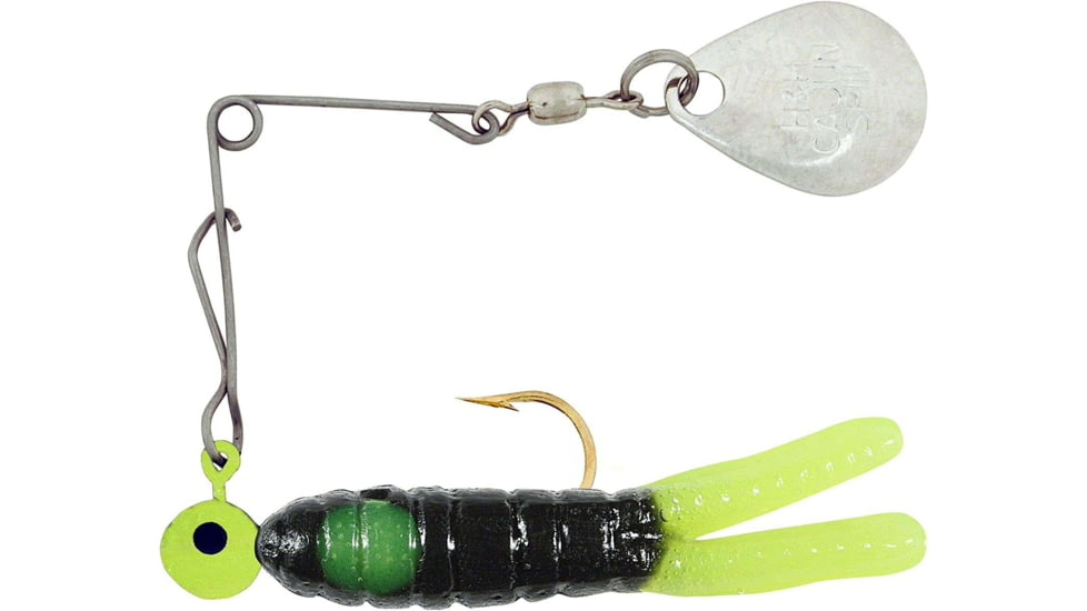 H&amp;H Lure Company Pro Cajun Spin, Black/Chartreuse Tail &amp; Dot, Nickel Blade, 1/16oz, CS-24N