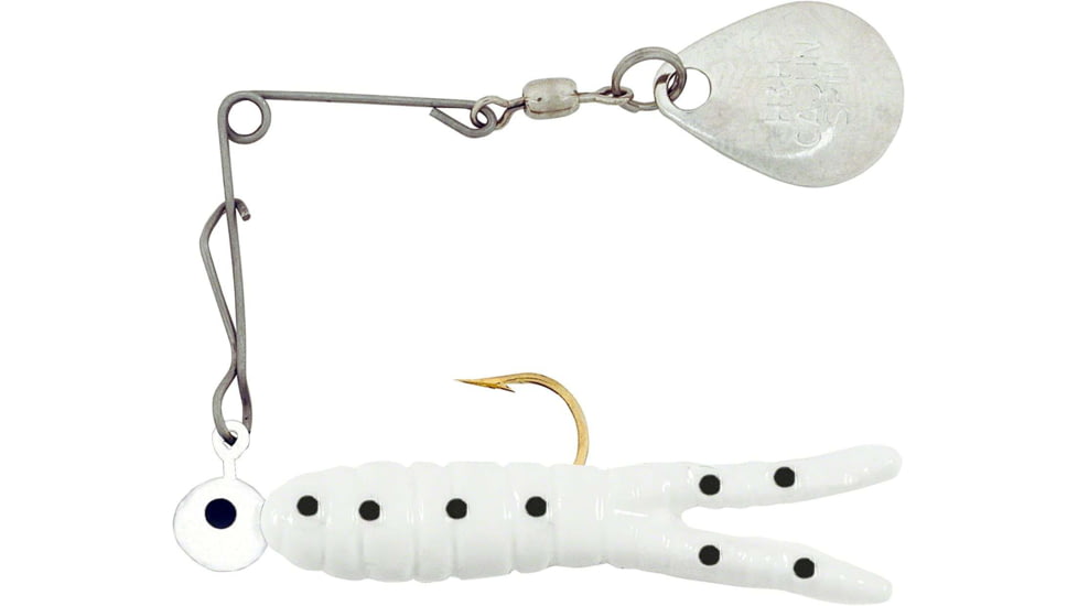 H&amp;H Lure Company Pro Cajun Spin, White/Black Dot, Nickel Blade, 1/16oz, CS-10N
