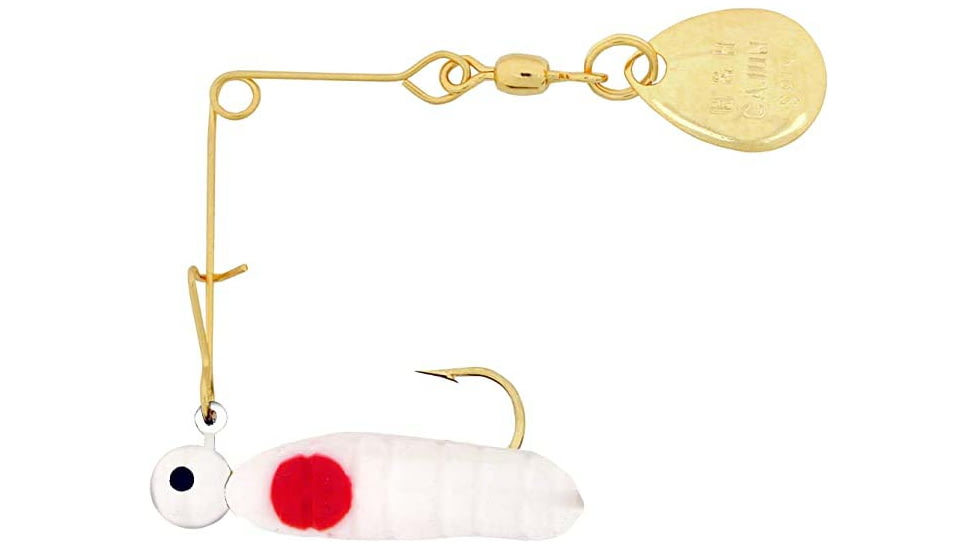 H&amp;H Lure Company Pro Cajun Spin, White/Red Dots, Gold Blade, 1/32oz, CGS-13G