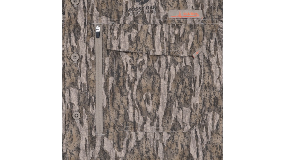 Habit Hatcher Pass Camo Guide Short Sleeve Shirt - Mens, Mossy Oak New Bottomland, Small, TS1476-014-S