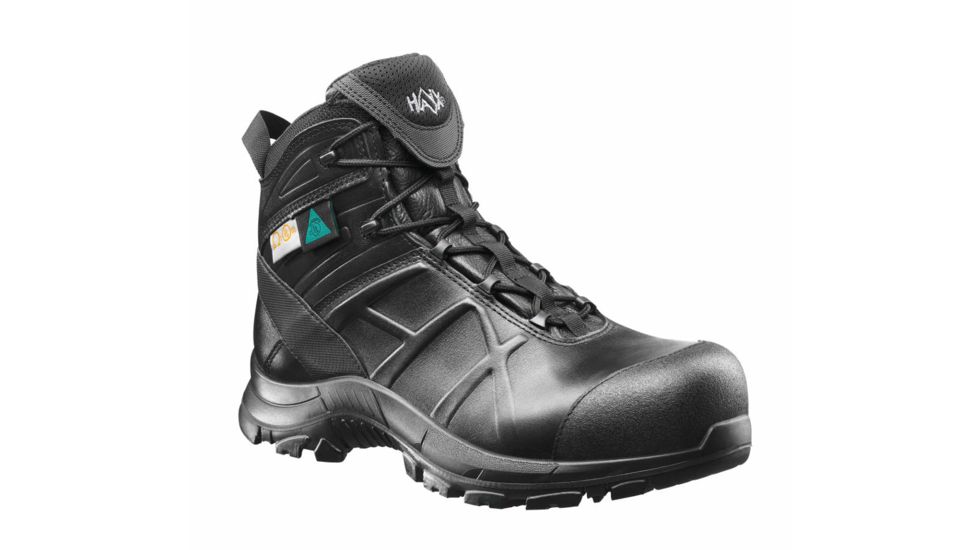 HAIX Mens Black Eagle Safety 52 Mid Waterproof Leather Boots, Wide, Black, 8.5 620006W-8.5