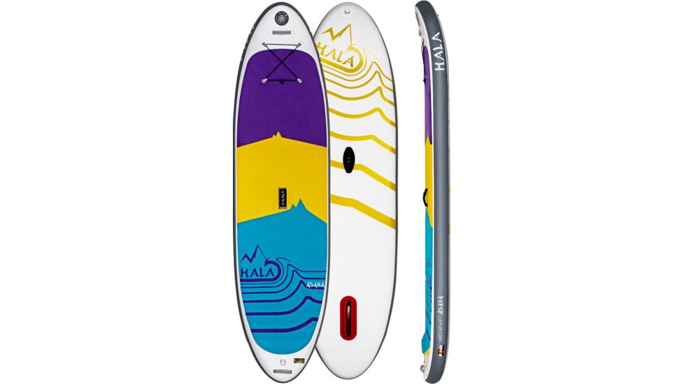 Hala Asana Inflatable Sup Board, w/Backcountry Comfort Rolling Backpack, Rival Aluminum Travel Paddle, Medium, BD17RA01
