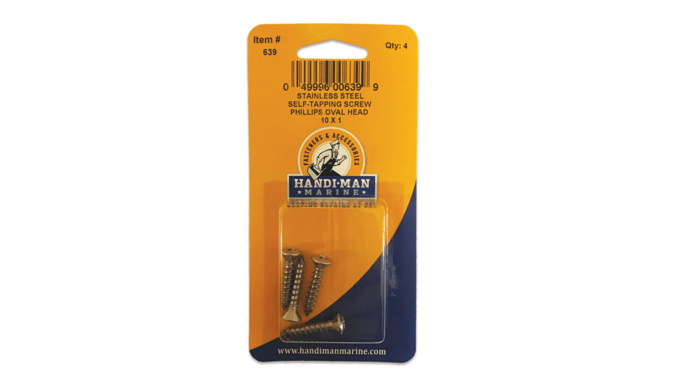 Handi-Man Marine Phillips Self Tapping Oval Screw Stainles Steel - #10 x 1" 69509