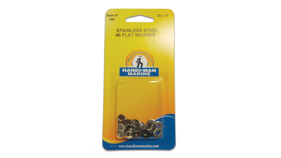 Handi-Man Marine Stainless Steel Flat Washer - #6 70323