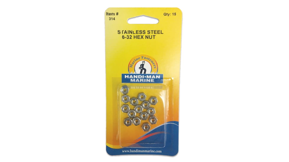 Handi-Man Marine Steel Hex Nut 6-32 Stainless 71708